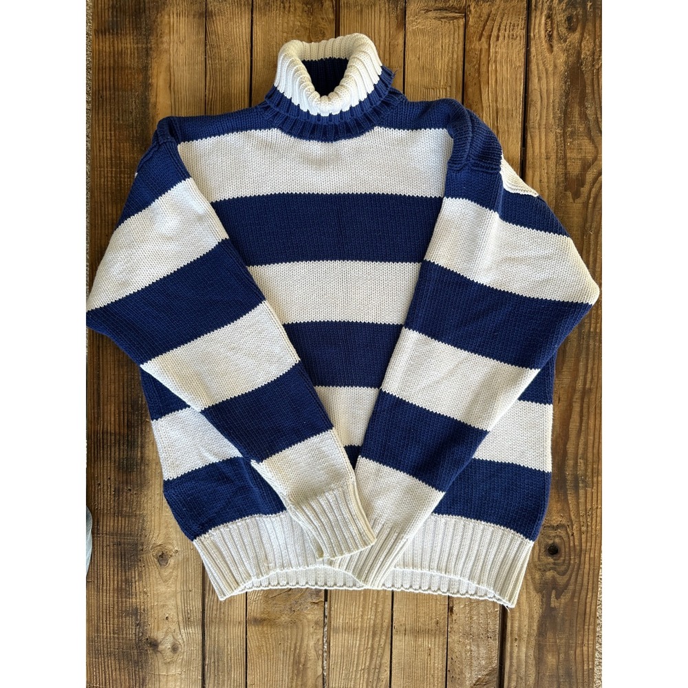 GAP Navy and Cream Striped Turtleneck Sweater
